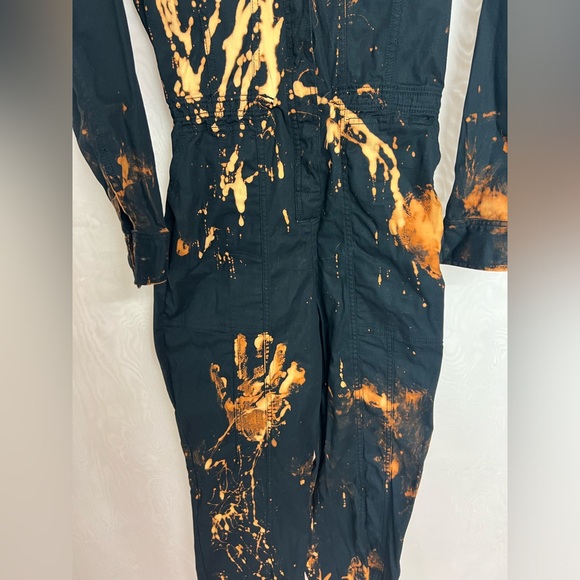 Upcycled hand dyed bleached jumpsuit - Picture 3 of 10